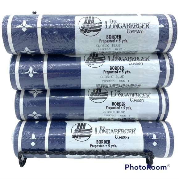 New LONGABERGER Traditions Blue Wallpaper Border Set 4 - Picture 1 of 2